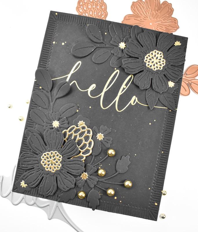 Spellbinders - A Little Hello Sentiments Clear Stamp And Die Set From The Spotlight Frames And Florals Collection By Lisa Horton